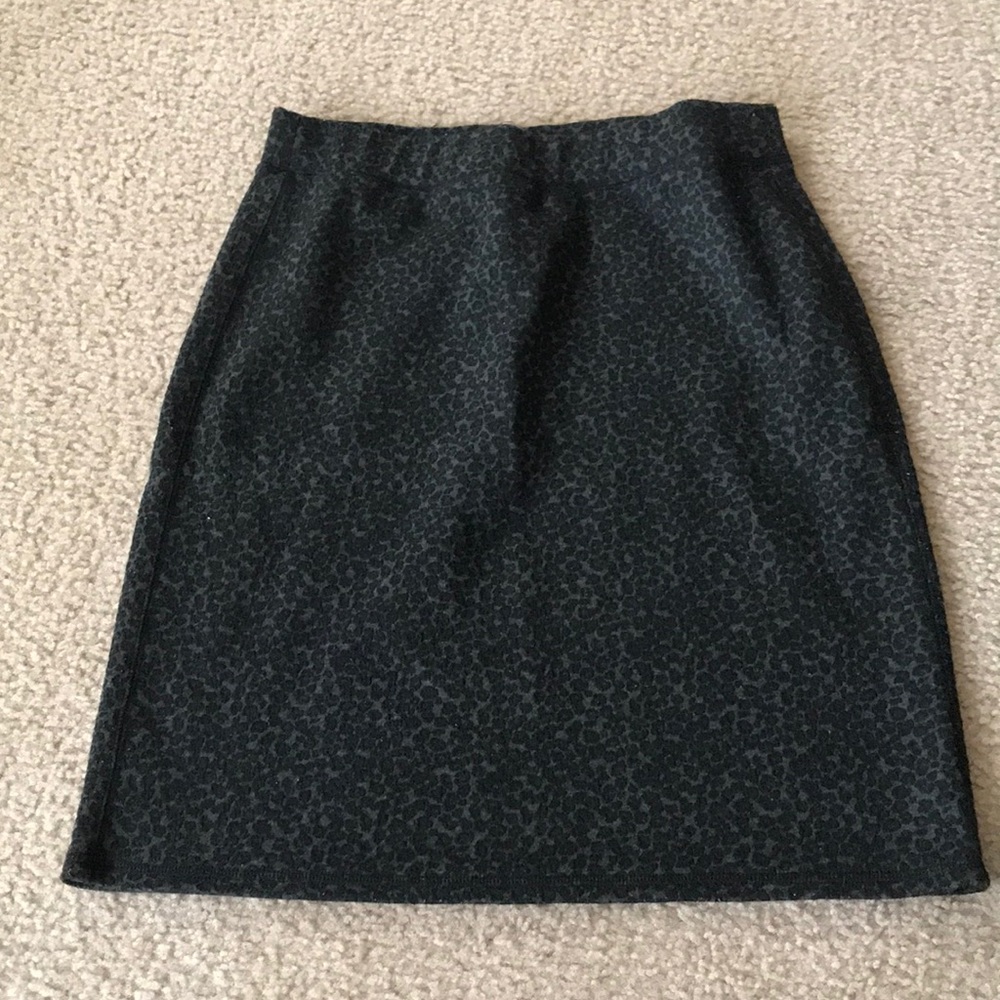 Black Leopard print cotton pencil skirt